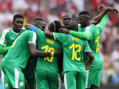 Jogadores de Senegal celebrando