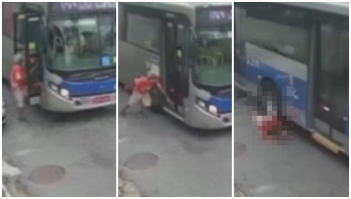 Em um momento da discussão, o motorista do ônibus acelerou o veículo e passou sobre as pernas do idoso