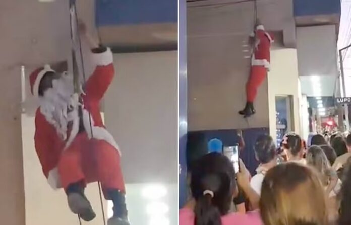 O Papai Noel chamou a atenção de dezenas de populares durante o evento